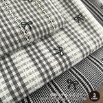 生地幅145 先染めチェックドビー生地【50センチ単位】生地 布 リボン柄 エンブロイダリー レース 刺繍 高級 浴衣生地 商用利用可 ヌノズキ /リボンチェック50cm