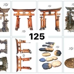 125 和風 鳥居 ステッカー sticker 素材 コラージュ collage 素材シート achashop