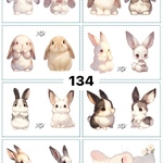 134 動物 アニマル ウサギ ステッカー sticker 素材 コラージュ collage 素材シート achashop
