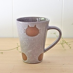 マグカップL（小豆）ねこ水玉【受注制作】|大容量マグカップ