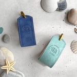 “数量限定　夏色キーケース”　ブルー　スマートキー　名入れ　送料無料　革