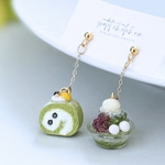 和スイーツ日和𓂃𓈒𓏸抹茶かき氷と抹茶ロールケーキのピアス/イヤリング❁ミニチュア