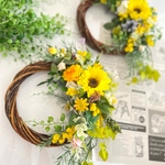ラッピング無料＊夏向日葵と明るい元気なお花達のアーティフィシャルフラワーリース