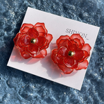 【B品】山茶花 赤♥️1粒 ピアス イヤリング