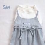 【SM】ピンストライプの紐付きワンピース(ブルー)(半袖)