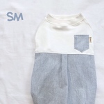 【SM】ピンストライプのポケット付きカットソー(ブルー)(半袖)
