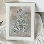 大きなブルーデージーのリース　クリアグラスアート　ステンドグラス風