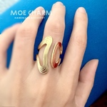 【新作 ☪︎*。꙳】 ステンレス製色落ちしにくいBIGデザインゴールドリング／指輪／個性的