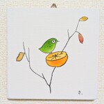 メジロとミカン　目白　みかん　野鳥　自然　触れ合い　思い出
