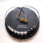 NC700-100ブラックシェル黒蝶+Glass asymmetry  40㎝+chain*天然石ネックレス *送料無料*