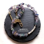 NC380-5055蛍石フローライトjelly color+パールAsymmetry*天然石ネックレス 40㎝+chain   *送料無料* 