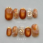 深まる季節のオレンジティーネイル orange brown nuance No.34 ネイルチップ