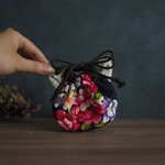 ❁ 夜のしじまに、花が灯る｜台湾花布×白金のジャガード猫耳｜一点もの