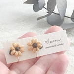 【111】ひとつぶお花のイヤリング　ひまわり