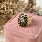 vintageバラのリング【ローズ･薔薇･花･ヴィンテージ･上品･黒･ブラック】{RRG-141①｝