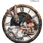 chan.ce オリジナルステッカー　1種3枚入り  こんなところで眠ってはいけませんよ　Alice アリス　お茶会　うさぎ　人物ステッカー　