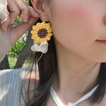 ひまわり　うるうるガラス　夏　ふわりカフ　カフ　ピアス　イヤカフ　ゴールド　イヤリング　no.28