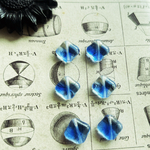 再入荷【6コセット】#czech beads#チェコビーズ　rhombus11㍉ crystal ＊marine blue irregular mable