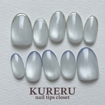 - ̗̀ 保証付  ̖́- 【no.28】 シンプル マグネット ミラー ネイルチップ シルバー 結婚式 ブライダル 卒園式 入学式 フレンチネイル ママネイル くすみブルー ブルー ライトグレー