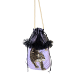 ◯ふりふりフリルのleopardスマホショルダー巾着バッグ[purple]
