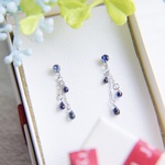 ブルーサファイアの宝石の雨ピアス