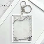 フォトキーホルダー トレカケース 硬質ケース レジン シンプル シルバーパーツ  うさぎ