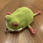 パクパクガエルのがま口ポーチ　パクパクガエル　カエル　がま口　ポーチ　小物入れ　がま口カエル　かえるがまぐち　編み物　ニット