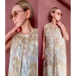 M＆L❤️長さも選べる❤️テロンと超軽量❣️渋いベージュラメゴールド❤️かっこいい大人のスッキリ細見えワンピース❤️
