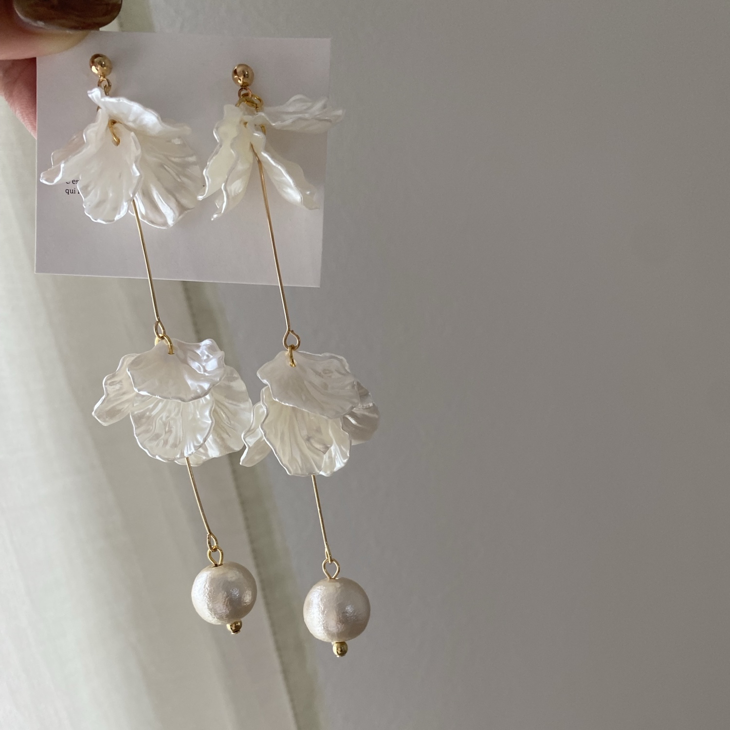 No.3543♡ブラックストーンxコットンパールピアス ハンドメイド パール・コットンパール - ピアスの人気通販 | minne byGMO