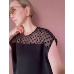 長さ選べる❤️冷感＆UVカット❤️テロンと防シワとろみ素材❤️透け感あるドットシアートップス❤️高見え素材❤️普段着＆式にも