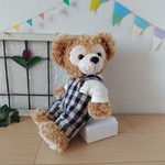 ★受注販売★ダッフィー・シェリーメイ【ポーチ】コスチューム★ネイビーチェックの綿麻サロペット・ズボン・パンツ