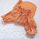 完成品‼️ 犬服🐶🐾 SSサイズ　ギンガムチェック　シャーリングブラウス👚