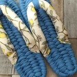 布ぞうり:sky blue24.5cm/レモンのお花と実