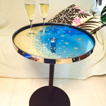 台数限定SALE！ガラス丸テーブル   ブルームーンビーチ  スターフィッシュや珊瑚と白砂