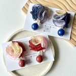 🤎🩶💙3色シフォンフラワーピアス