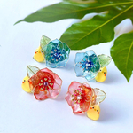 ひょっこり鳥イヤリング/ピアス(赤)