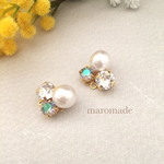 bijou×day pearl 5月誕生石 エメラルド＊ピアスイヤリング日付セミオーダー