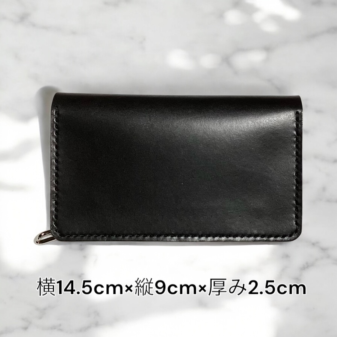 受注製作品 栃木レザー オイルレザー 黒 お札を曲げないミドル