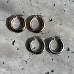【チャンキーフープピアス25mm】サージカルステンレス gold silver