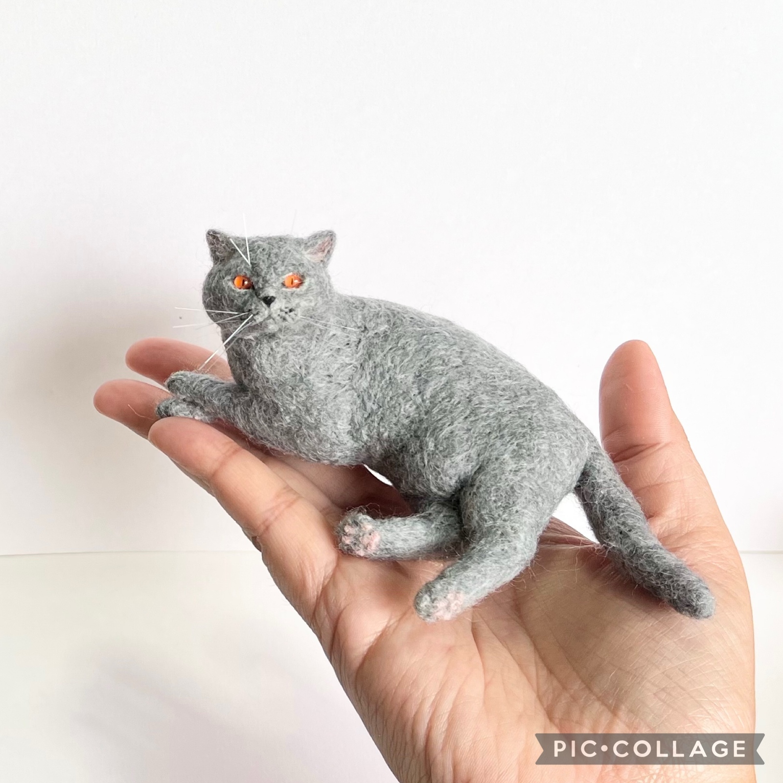 羊毛フェルト 猫 ハンドメイド maruta9999 羊毛フェルト猫 うちの猫 （ぶちお） ハンドメイド キジトラ