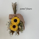 ひまわりのミニブーケ𓂃🌻　ドライフラワー　スワッグ　夏　ラッピング対応　花束　プレゼント
