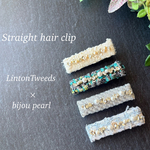 New💙LINTON TWEED ビジューパール　ヘアクリップ　ギフトにも◎ 時短ヘアアレンジ　大人可愛いリボン　上品コーデ