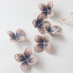 6枚  ゴールド系  刺繍 　花  フラワーパーツ　オーガンジー　S
