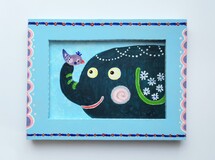 絵画 原画『おハナにどうぞ』額付 一点物 ぞう 小鳥