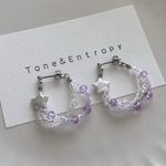 流れ星フープピアス | 淡水パールピアス | パールアクセサリー | 大人のビーズアクセサリー