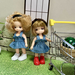 11センチドール洋服☆シャーリングワンピース☆ミキマキ服デニム