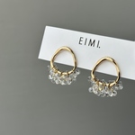【EIMI】ゴールドフープ×クリアビーズ【チタンピアス★ノンホール】˚✧⁎⁺˳✧༚