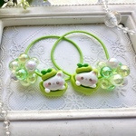 夏♡青リンゴ♡ビーズボールヘアゴム♡  子供　キッズ　ビーズ　キラキラ　女の子　ヘアゴム　ヘアアクセ　ヘアアクセサリー　髪ゴム　ツインテール　二つ結び　ねこ