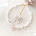 再販 ＊little princess＊ crystal flower キッズイヤリング + キッズ ネックレス セット ＊ キッズアクセサリー 女の子 プレゼント 誕生日 オーロラ
