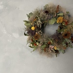 向日葵とスモークツリーのリース